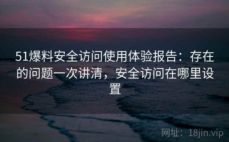 51爆料安全访问使用体验报告：存在的问题一次讲清，安全访问在哪里设置