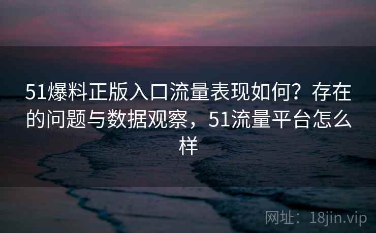 51爆料正版入口流量表现如何？存在的问题与数据观察，51流量平台怎么样