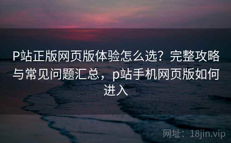 P站正版网页版体验怎么选？完整攻略与常见问题汇总，p站手机网页版如何进入